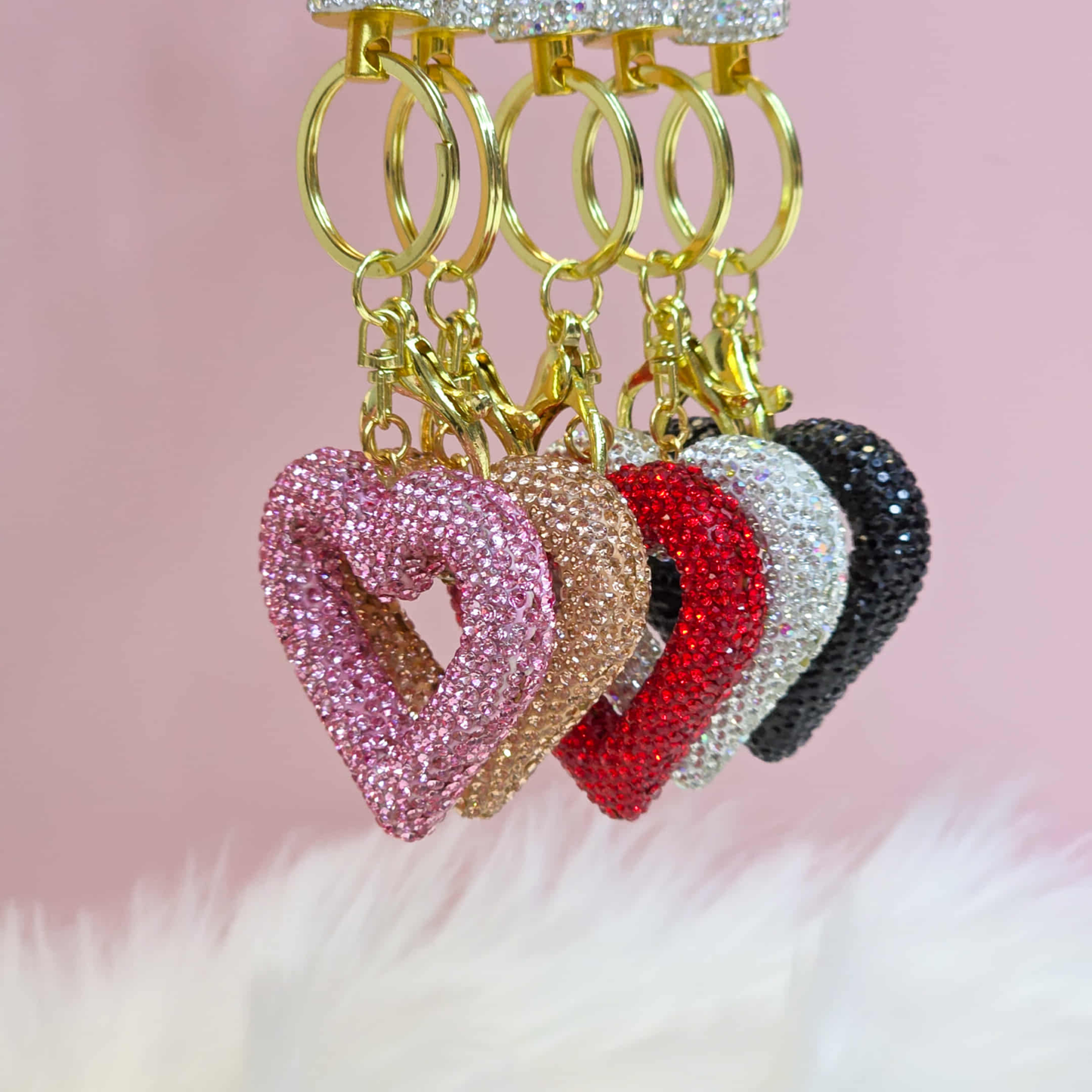 Luxury Crystal Heart Keychain with Braided Strap