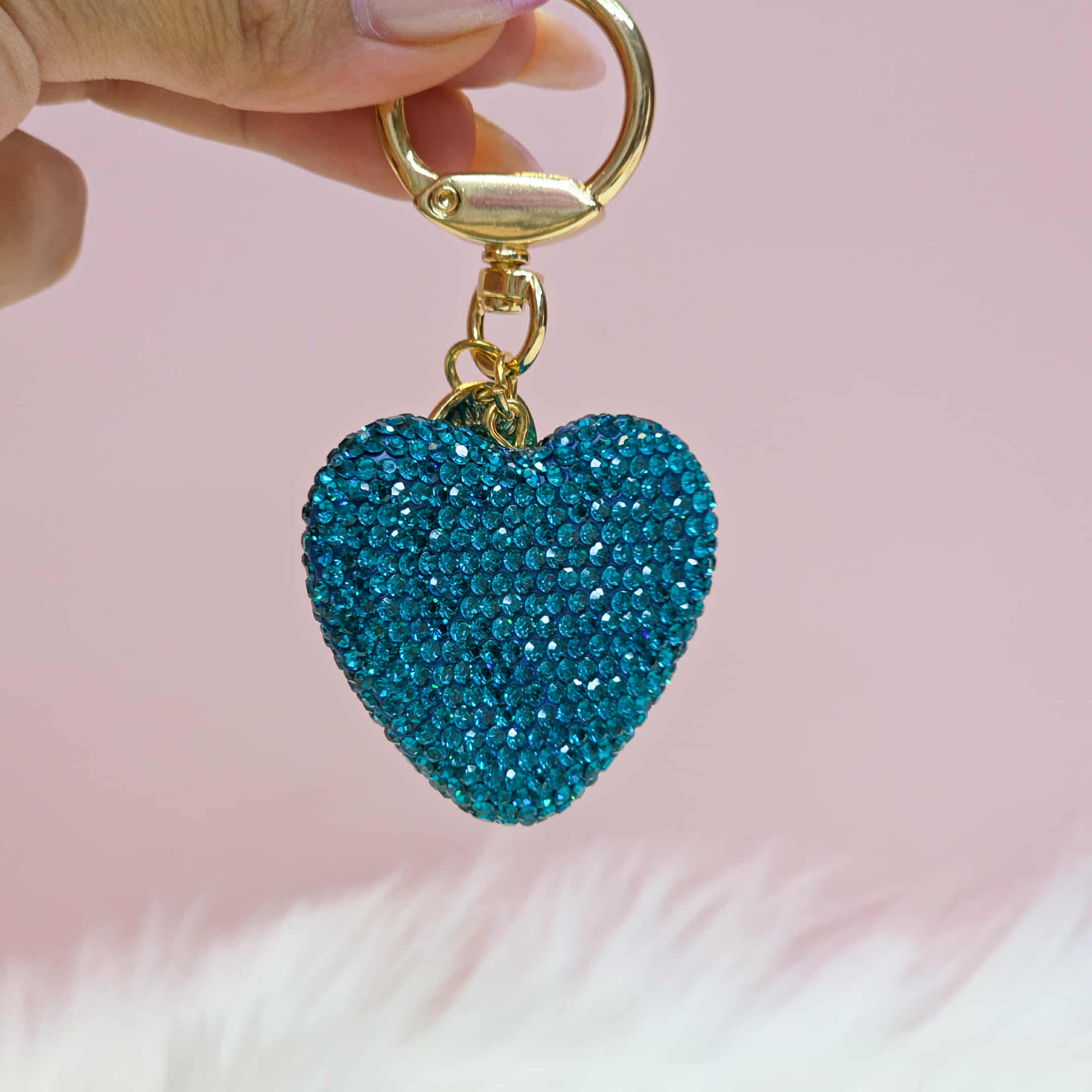 Elegant Full Crystal Heart Keychain