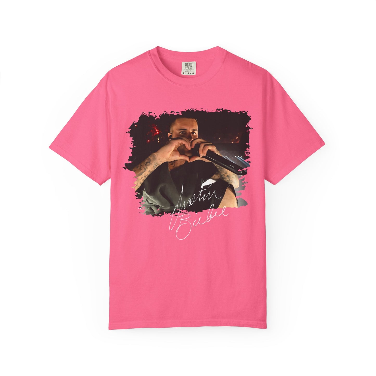 T-Shirt — Heart Hands Concert Photo Tee ("Love You Forever" Script)