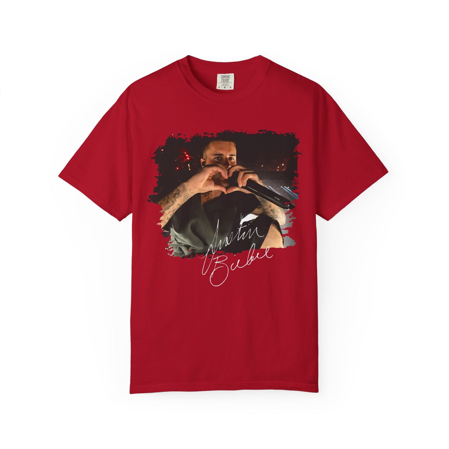 T-Shirt — Heart Hands Concert Photo Tee ("Love You Forever" Script)