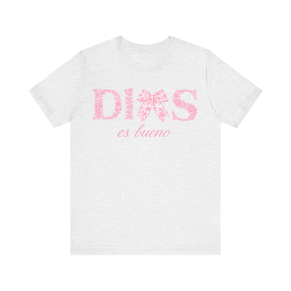 “Dios Es Bueno” Pink Bow Christian T-Shirt