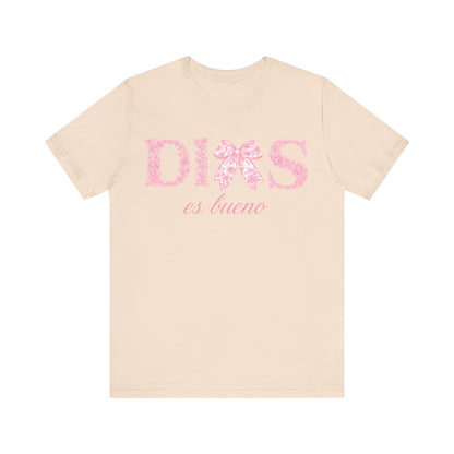 “Dios Es Bueno” Pink Bow Christian T-Shirt