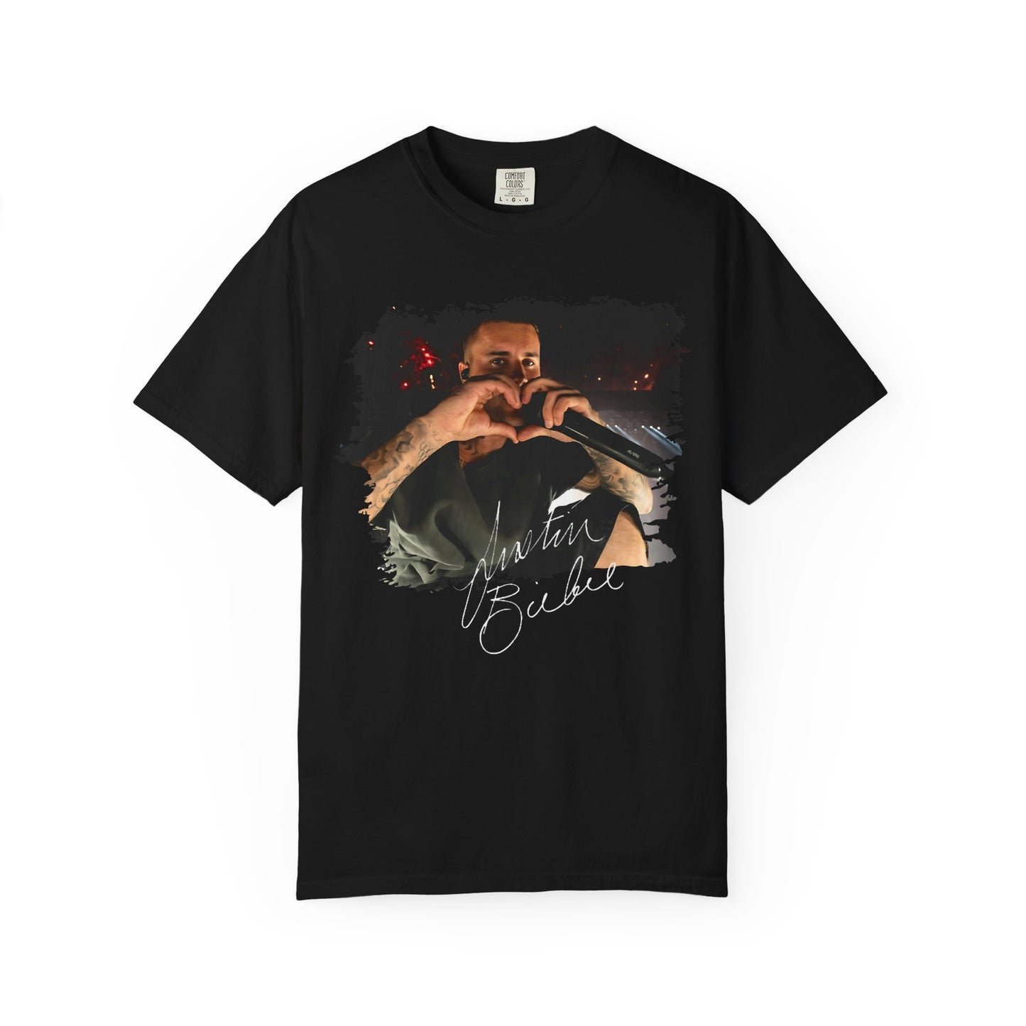 T-Shirt — Heart Hands Concert Photo Tee ("Love You Forever" Script)