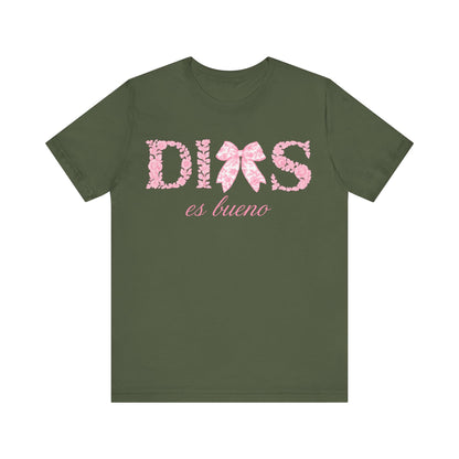 “Dios Es Bueno” Pink Bow Christian T-Shirt