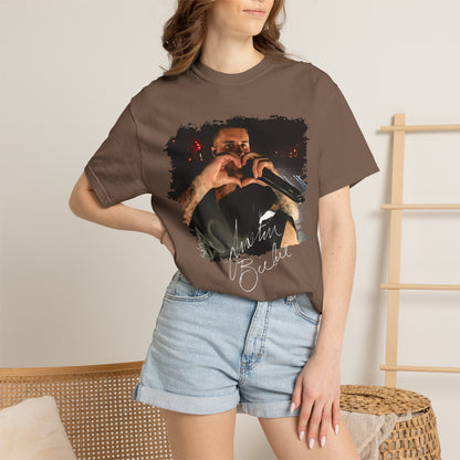 T-Shirt — Heart Hands Concert Photo Tee ("Love You Forever" Script)