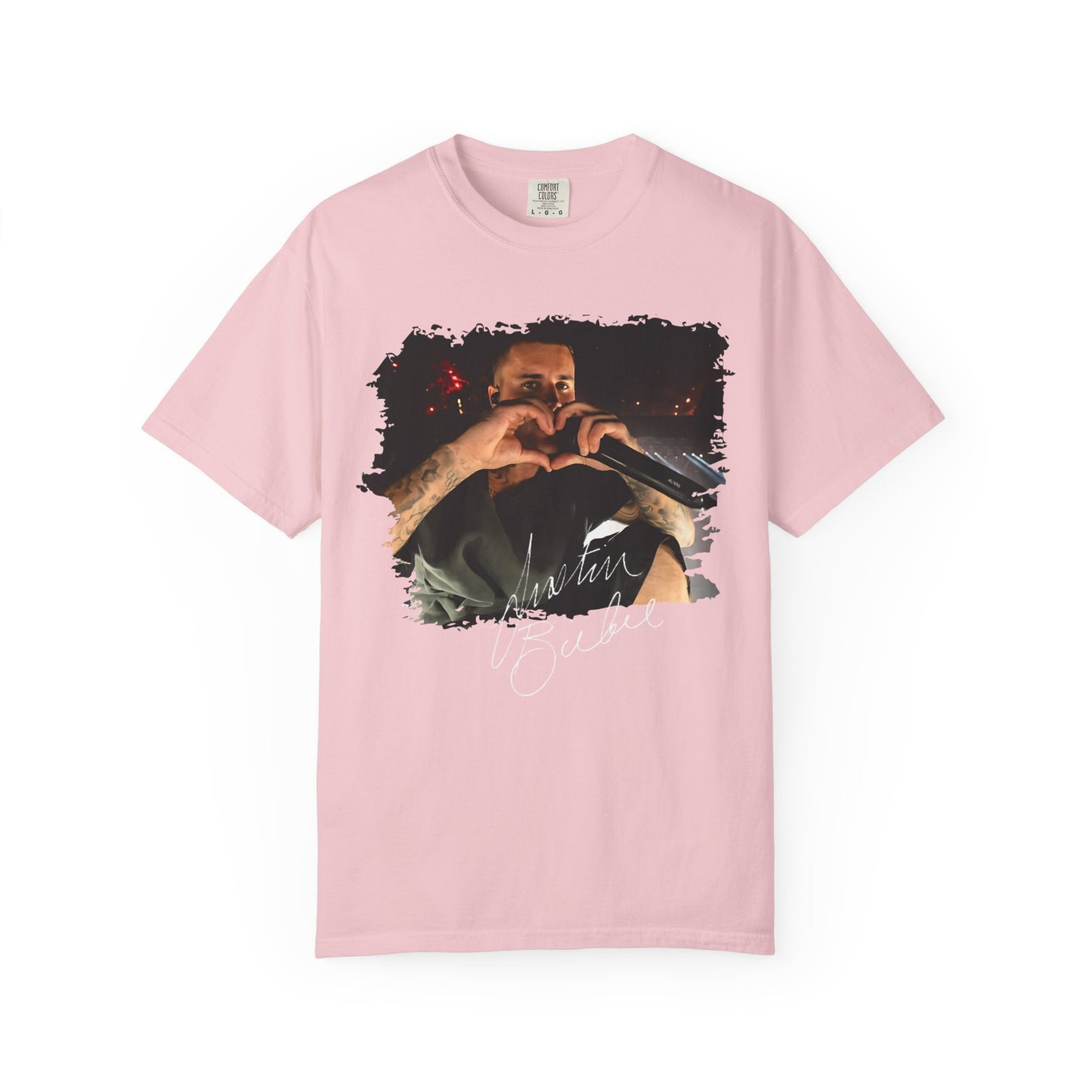T-Shirt — Heart Hands Concert Photo Tee ("Love You Forever" Script)