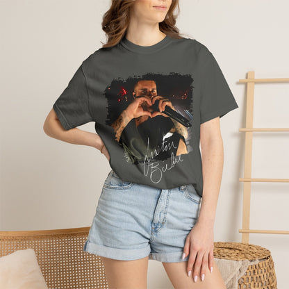 T-Shirt — Heart Hands Concert Photo Tee ("Love You Forever" Script)
