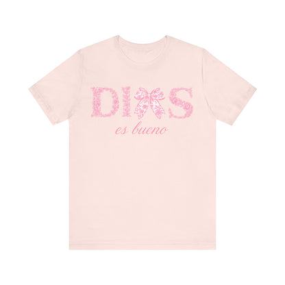 “Dios Es Bueno” Pink Bow Christian T-Shirt