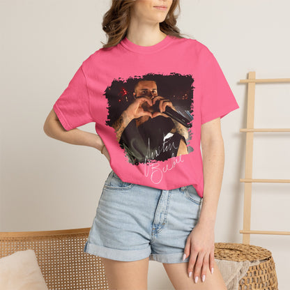 T-Shirt — Heart Hands Concert Photo Tee ("Love You Forever" Script)