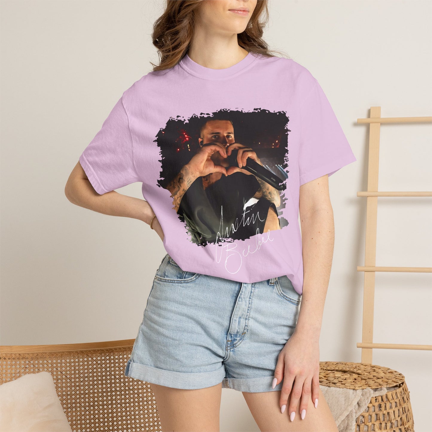 T-Shirt — Heart Hands Concert Photo Tee ("Love You Forever" Script)