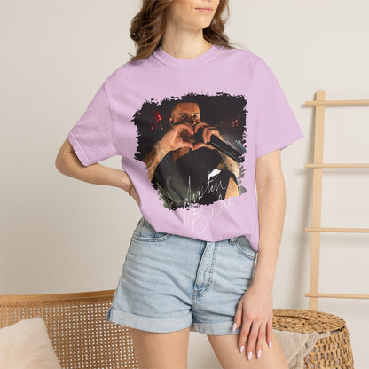 T-Shirt — Heart Hands Concert Photo Tee ("Love You Forever" Script)