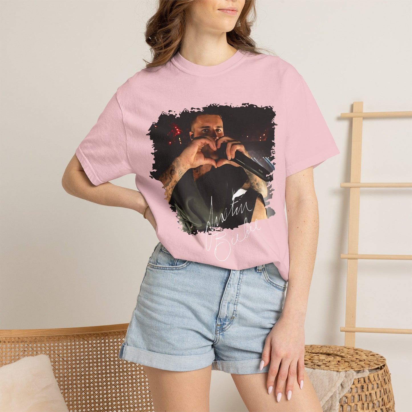 T-Shirt — Heart Hands Concert Photo Tee ("Love You Forever" Script)