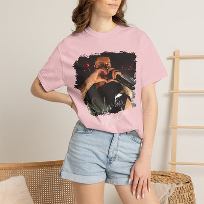 T-Shirt — Heart Hands Concert Photo Tee ("Love You Forever" Script)