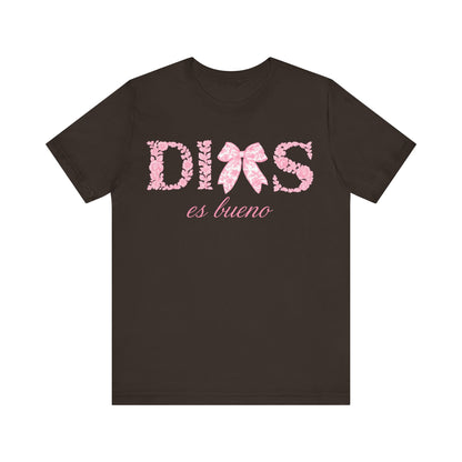“Dios Es Bueno” Pink Bow Christian T-Shirt