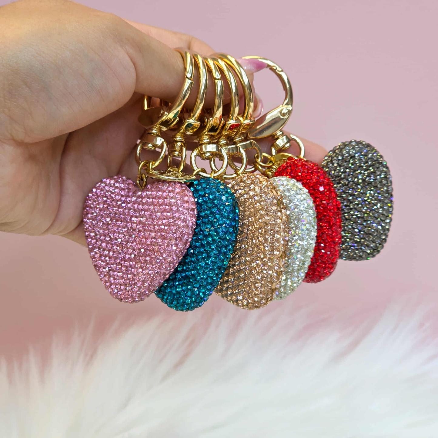 Elegant Full Crystal Heart Keychain