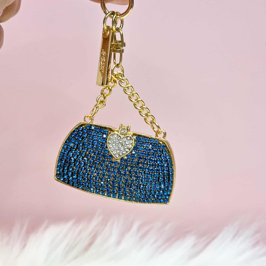 Blue Purse Keychain with Rhinestones