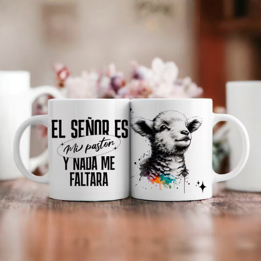 “El Señor Es Mi Pastor” Christian Mug – Psalm 23:1 Coffee Cup with Lamb Design