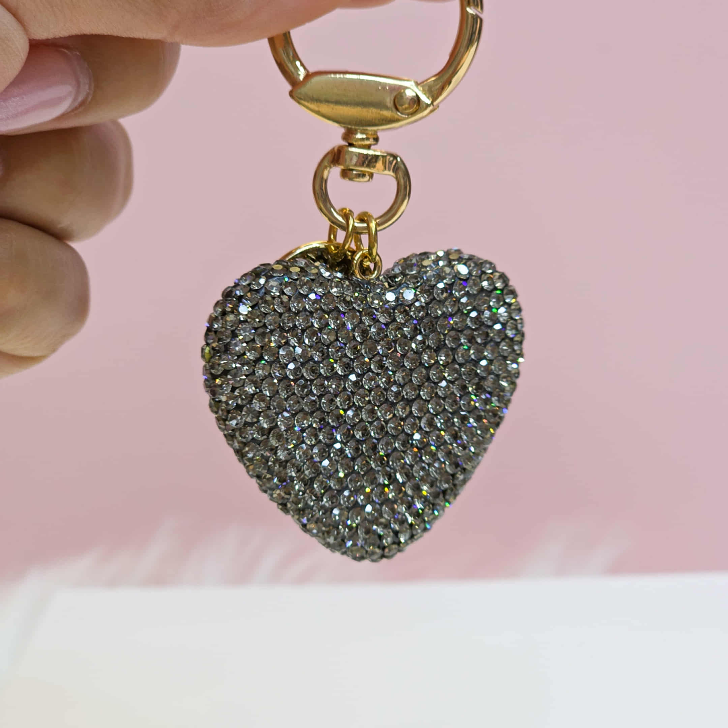 Elegant Full Crystal Heart Keychain